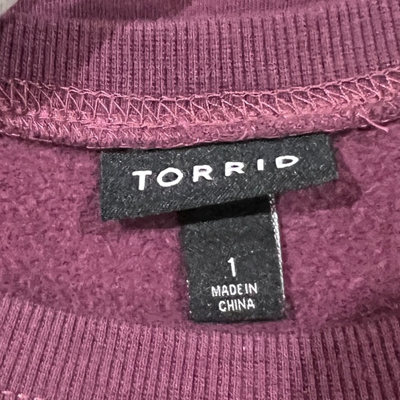 Women’s TORRID PLUS BLESSED Sweatshirt in a Wine Color - Picture 3 of 7